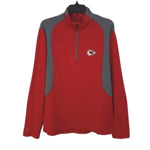 Antigua Kansas City‎ Chiefs Quarter Zip Pullover Mens Medium Red Gray NFL Sports